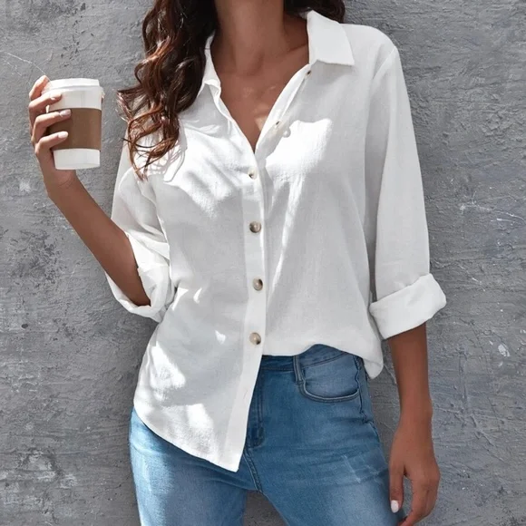 Black Button down Boyfriend Oversized Shirt - Picture 6 of 9